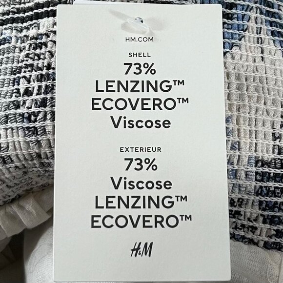 H&M NWT Cream Blue Black Animal Print Smocked Back Midi Dress Size XXL - Picture 12 of 13